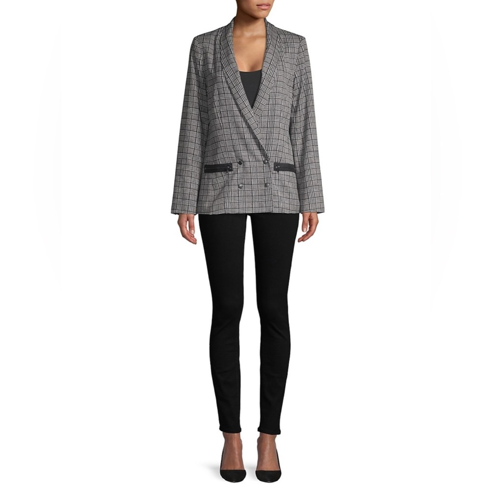 Paige Karissa Houndstooth Check Blazer Black/White Size Small